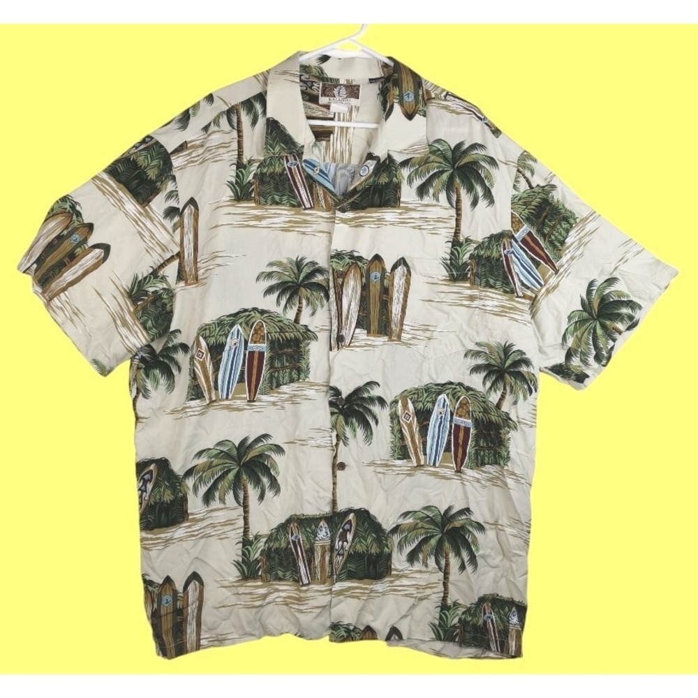 VTG Kalaheo Hawaiian Shirt Mens 3X Multicolor Button Surf Board Short Sleeve